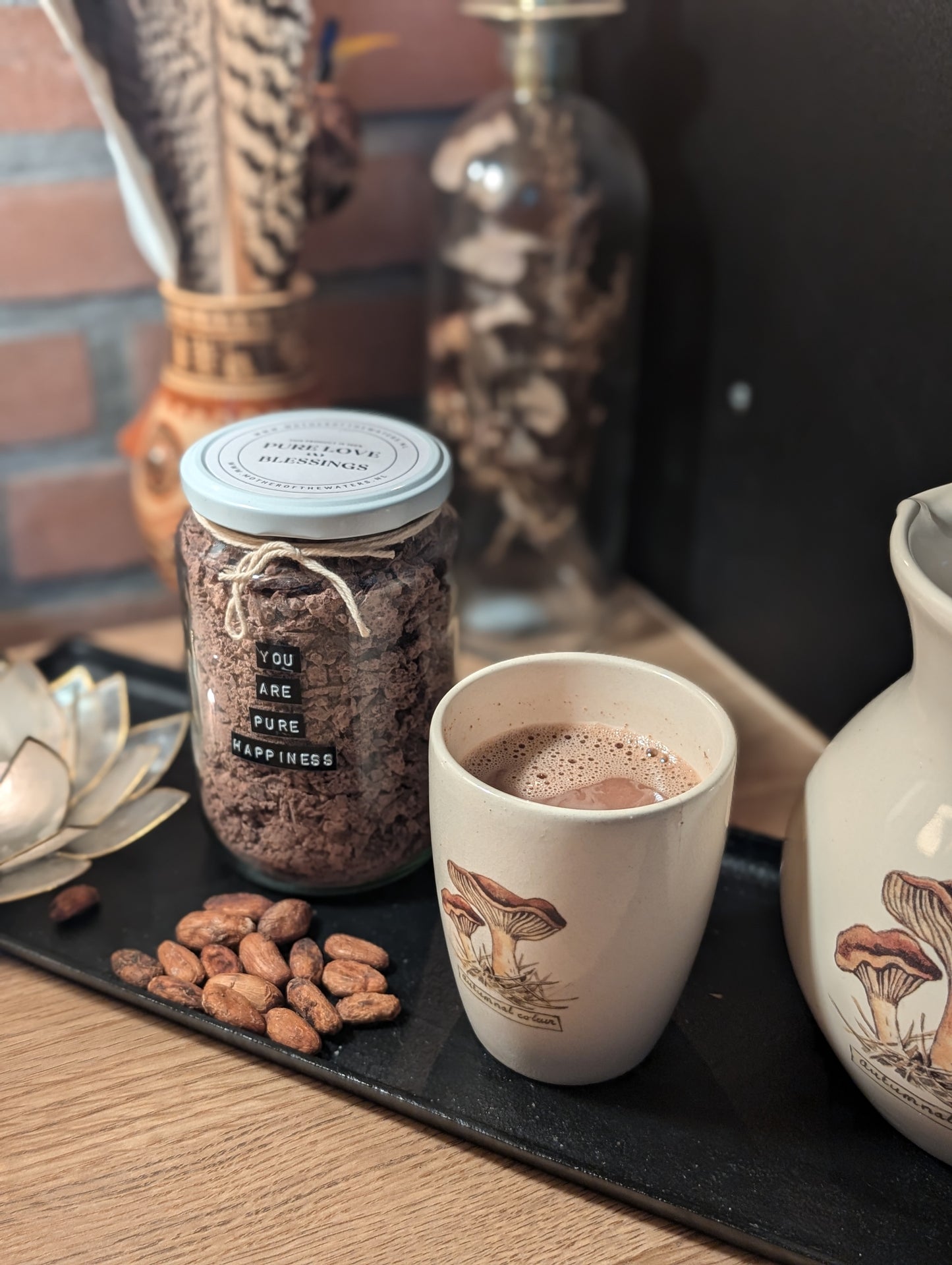 444g Ceremoniële Cacao in Glazen Pot - Personaliseer met Eigen Tekst